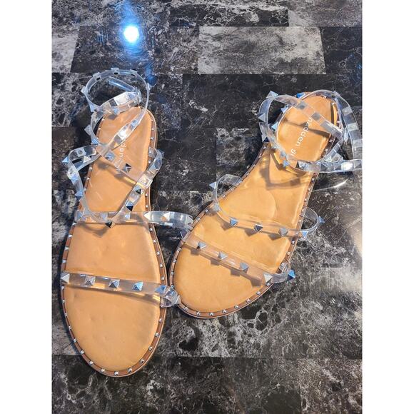 Madden girl 8.5 women's clear pvc studded strappy sandals - Picture 1 of 5